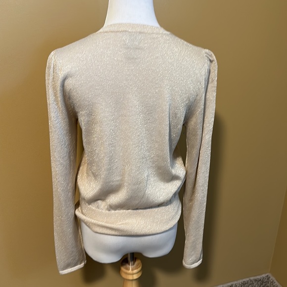👛 H&M Metallic Puff Sleeve Lightweight Sweater - Picture 3 of 5